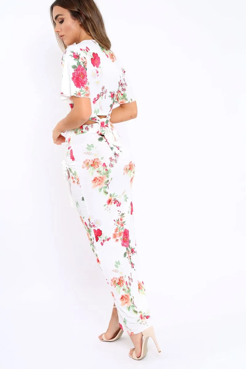 White Floral Print Co-ord Set - Shayna