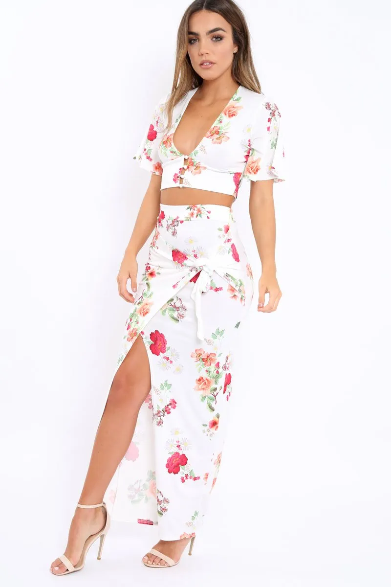 White Floral Print Co-ord Set - Shayna