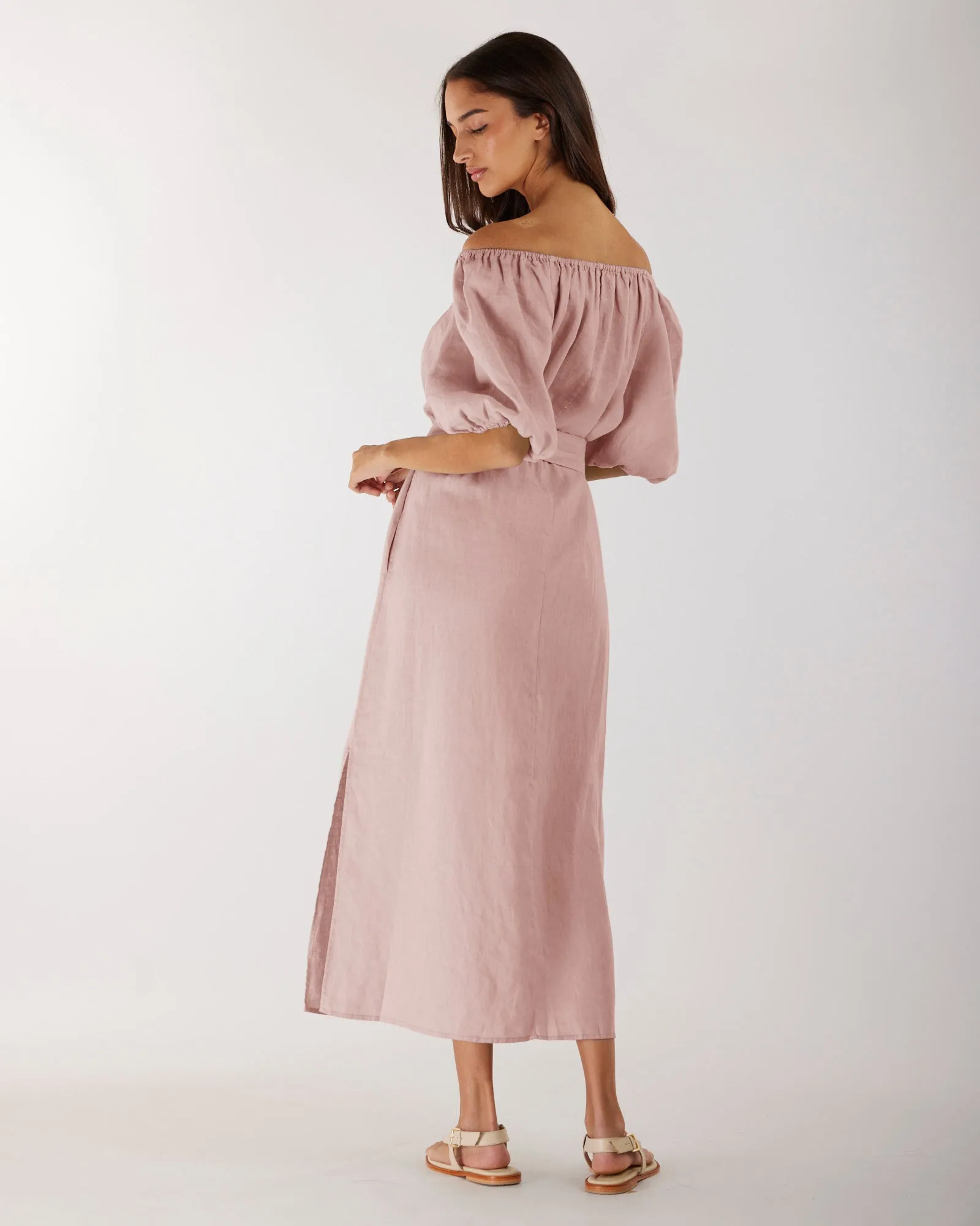 Wren Linen Maxi Dress - Peony