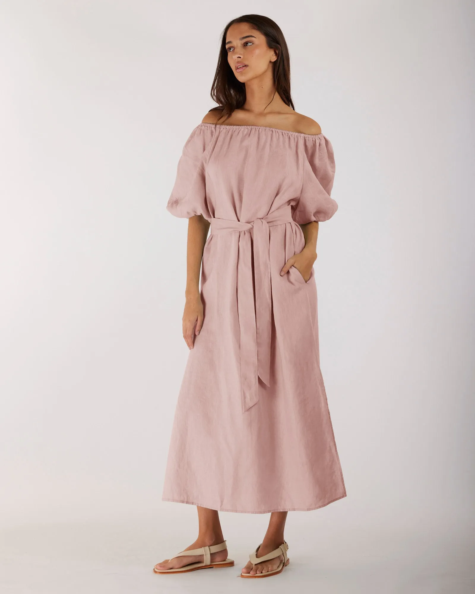 Wren Linen Maxi Dress - Peony