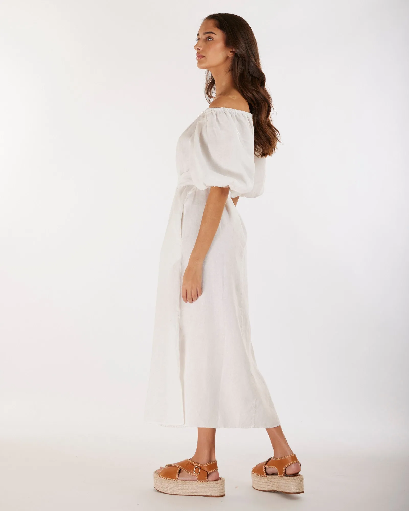 Wren Linen Maxi Dress - White