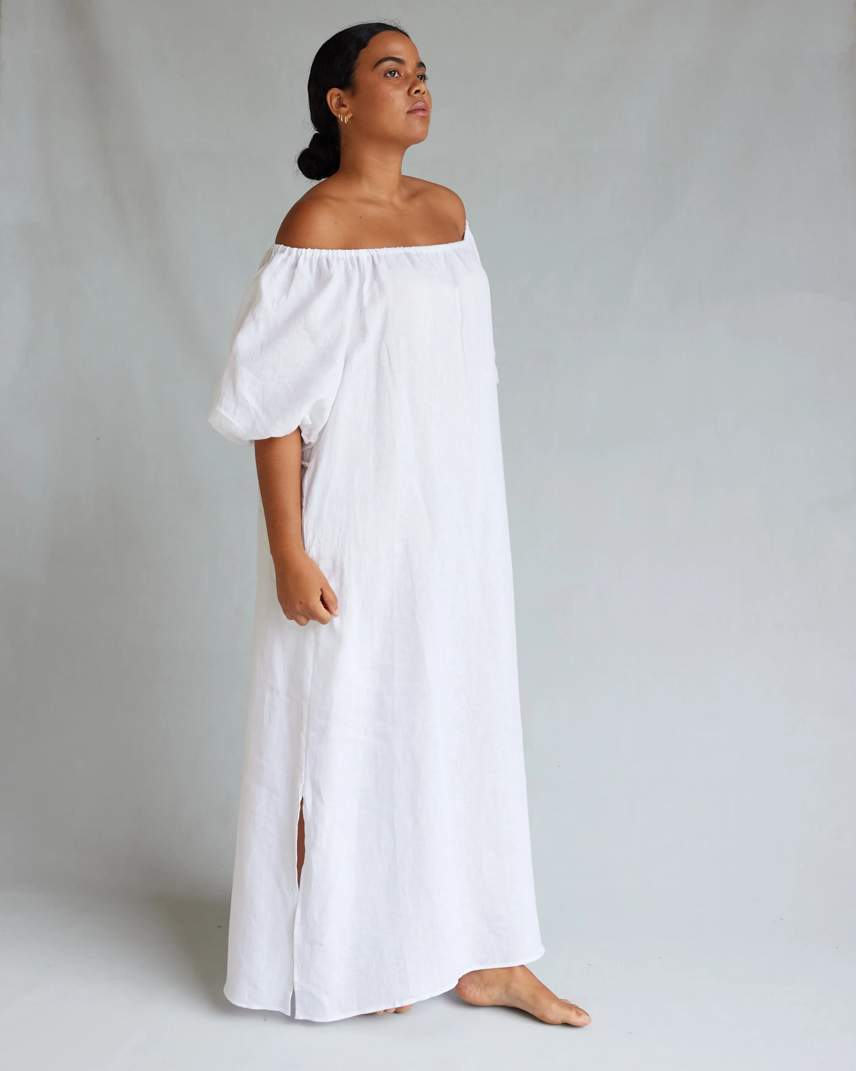 Wren Linen Maxi Dress - White