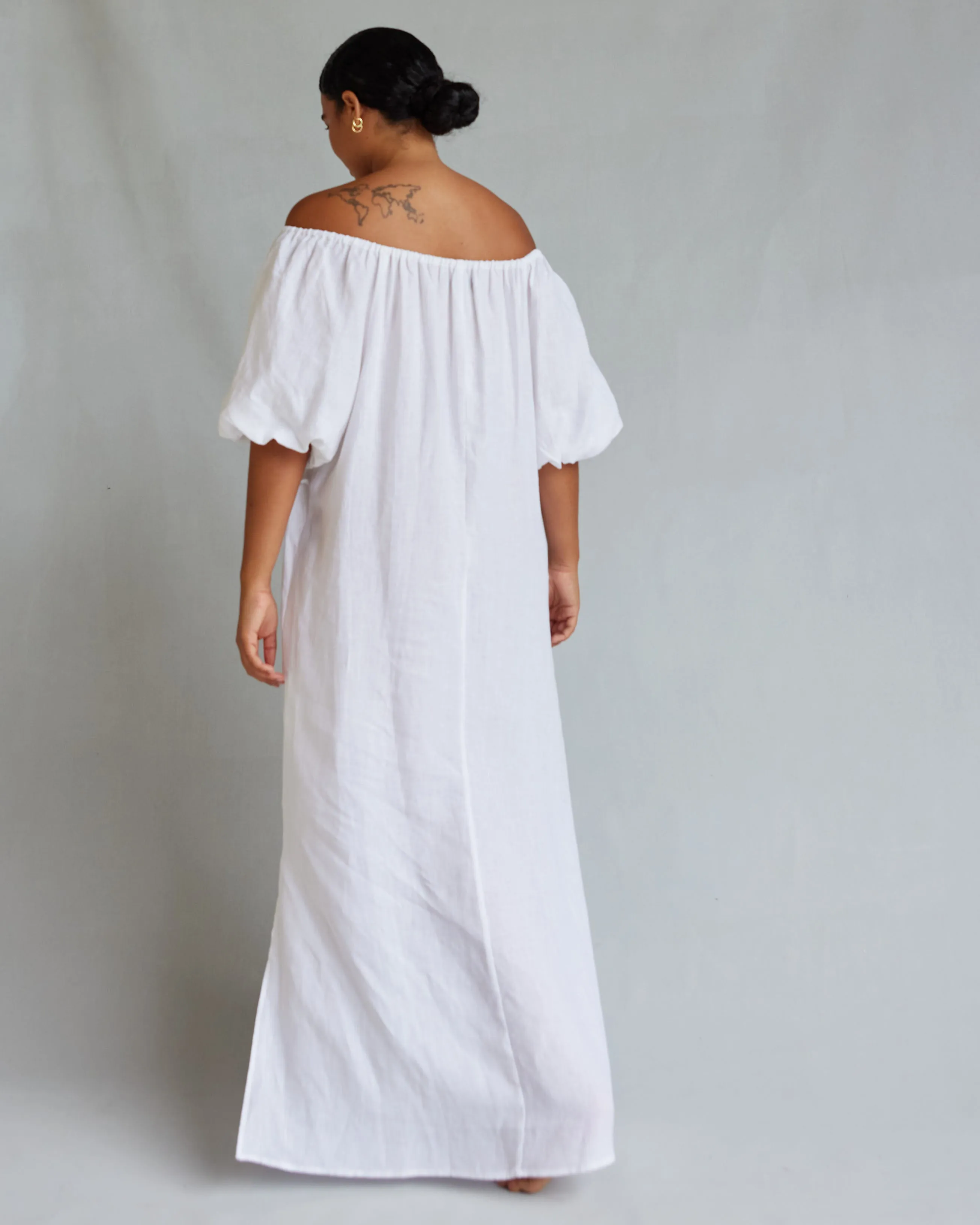 Wren Linen Maxi Dress - White