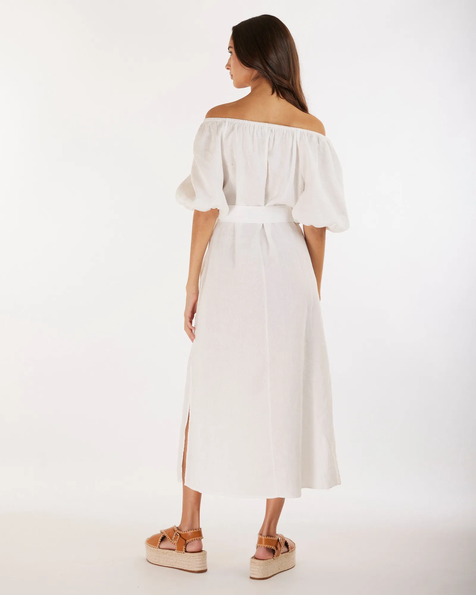 Wren Linen Maxi Dress - White