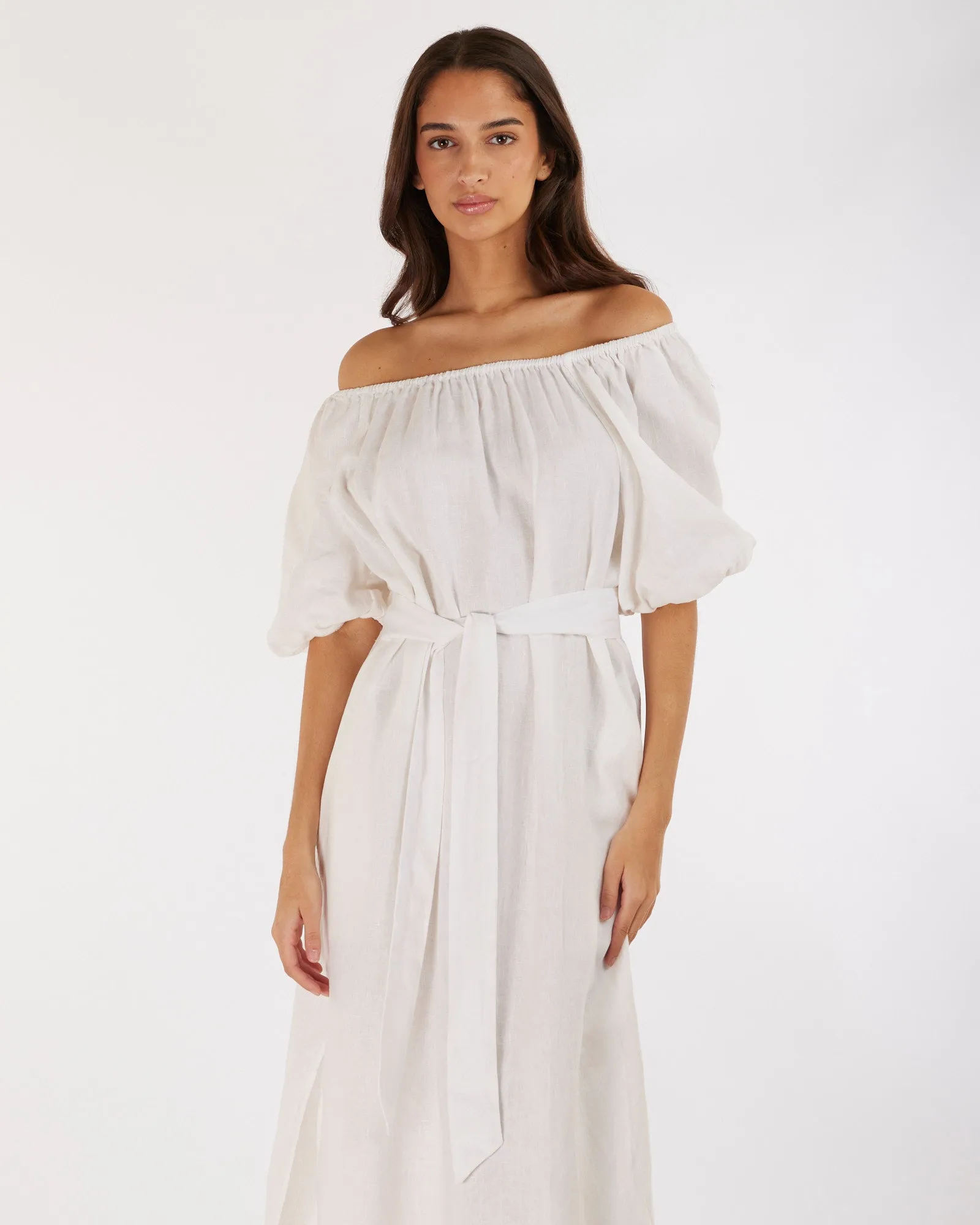 Wren Linen Maxi Dress - White