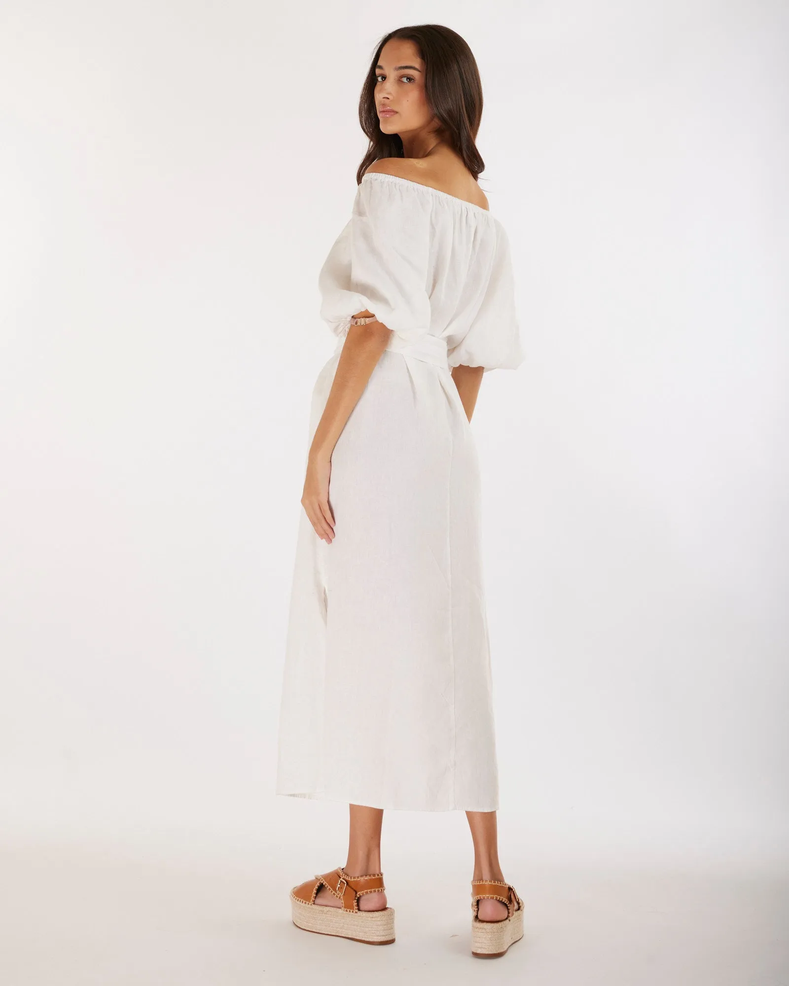 Wren Linen Maxi Dress - White