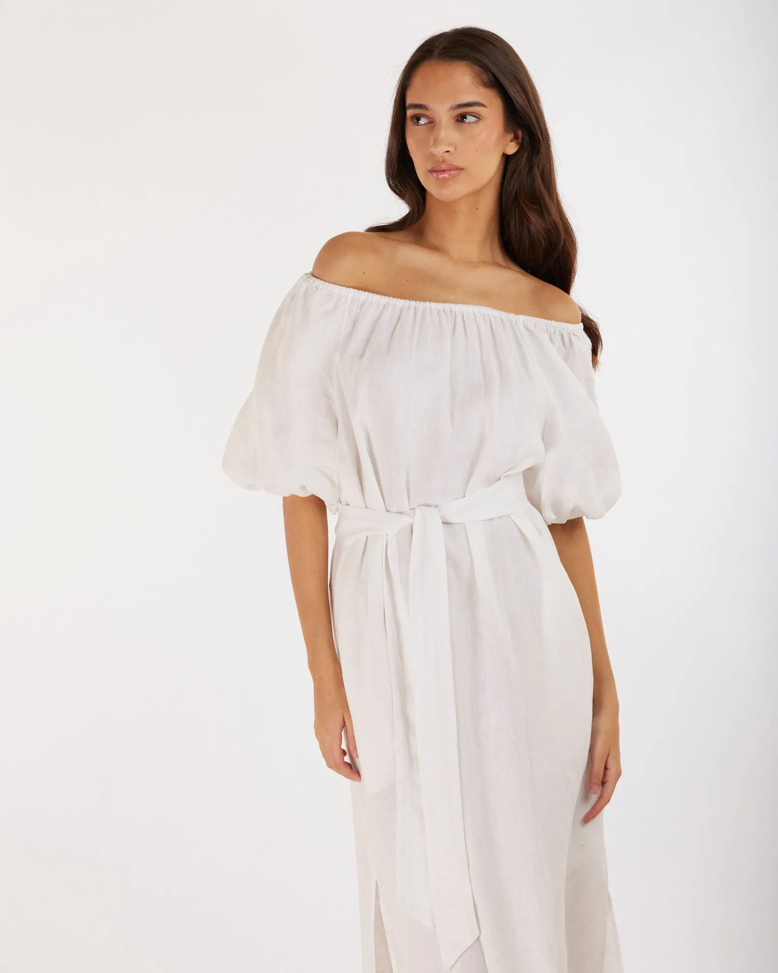 Wren Linen Maxi Dress - White