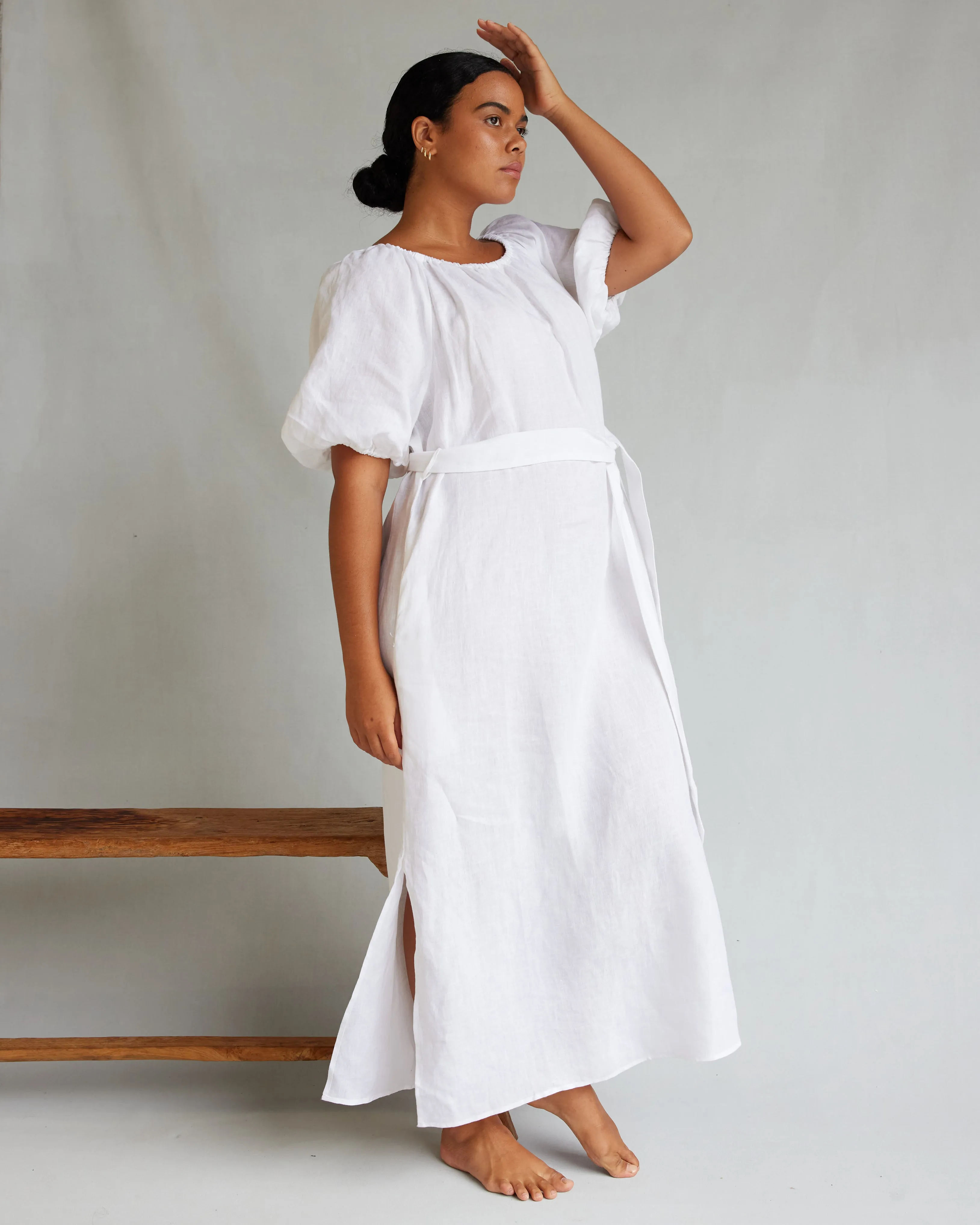 Wren Linen Maxi Dress - White